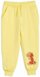 Mini Rodini pantaloni de trening din bumbac pentru copii culoarea galben, cu imprimeu 9BYX-SPK004_10X