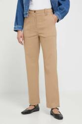 Weekend Max Mara pantaloni femei, culoarea maro, drept, high waist 9BYX-SPD0I8_82X