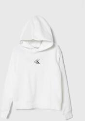Calvin Klein bluza copii culoarea alb, cu glugă, cu imprimeu PPYH-BLG00M_00X