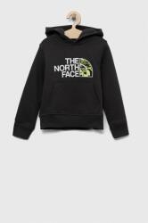 The North Face bluza copii culoarea gri, cu glugă, cu imprimeu PPYX-BLK07A_90X