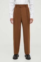 Tiger of Sweden pantaloni de lana culoarea maro, drept 9BYX-SPM0I4_82A