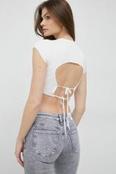 Calvin Klein Jeans top femei, culoarea alb PPYX-TSD12U_00X