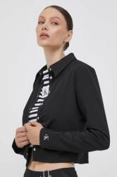 Calvin Klein camasa femei, culoarea negru, cu guler clasic, slim 9BYX-KDD0EK_99X