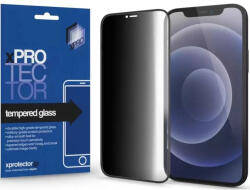 Apple iPhone 15 Pro, Kijelzővédő fólia, ütésálló fólia (az íves részre is! ), Tempered Glass (edzett üveg), betekintés elleni védelem, Xprotector Full 3D Privacy, fekete - tok-shop