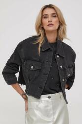 Sisley geaca jeans femei, culoarea negru, de tranzitie, oversize 9BYX-KUD12I_99J