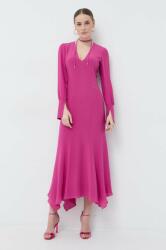 Patrizia Pepe rochie din mătase culoarea roz, maxi, drept PPYX-SUD2H5_43X