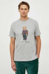 Ralph Lauren tricou din bumbac bărbați, culoarea gri, cu imprimeu 710854497 9BYX-TSM16K_90X