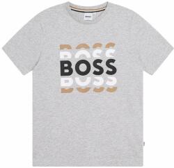 HUGO BOSS tricou de bumbac pentru copii culoarea gri, cu imprimeu 9BYX-TSK00T_90X
