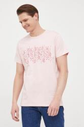 Guess tricou din bumbac culoarea roz, cu imprimeu PPYX-TSM0YM_30X
