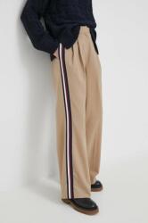 Tommy Hilfiger pantaloni din lana culoarea bej, lat, high waist 9BYX-SPD015_80X