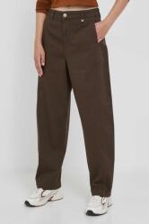 Mos Mosh pantaloni femei, culoarea maro, lat, high waist MBYX-SPD008_88X