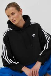 Adidas bluza femei, culoarea negru, cu glugă, cu imprimeu 9BYX-BLD09C_99X