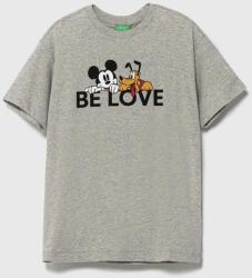 Benetton tricou de bumbac pentru copii x Disney culoarea gri, cu imprimeu 9BYX-TSK07R_90X