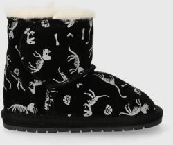 Emu Australia pantofi din piele intoarsa pentru bebe Toddle Reflective Dino culoarea negru 9BYX-OBK0CC_99X