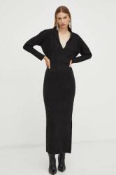 Patrizia Pepe rochie din amestec de lana culoarea negru, maxi, drept 9BYX-SUD1AK_99X