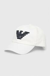 Emporio Armani șapcă din bumbac pentru copii culoarea alb, cu imprimeu 9BYX-CAK085_00X