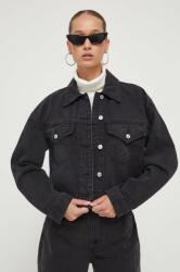 Abercrombie & Fitch geaca jeans femei, culoarea negru, de tranzitie, oversize 9BYX-SJD07D_99J