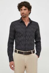 Sisley camasa din bumbac barbati, culoarea negru, cu guler clasic, slim 9BYX-KDM0C9_99X