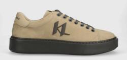 Karl Lagerfeld sneakers din piele intoarsă MAXI KUP culoarea bej, KL52217 9BYX-OBM0IL_12X