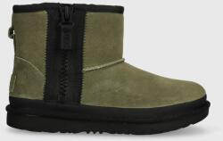 Ugg cizme de zapada din piele intoarsa KIDS CLASSIC MINI ZIPPER TAPE L culoarea verde 9BYX-OBK0L7_87X