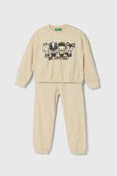 United Colors of Benetton pijama copii culoarea bej, cu imprimeu 9BYX-BIG038_02X
