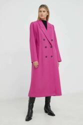 Gestuz palton de lana culoarea roz, de tranzitie, cu doua randuri de nasturi PPYX-KPD01J_43X
