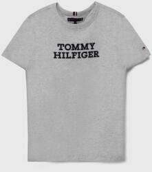 Tommy Hilfiger tricou de bumbac pentru copii culoarea gri, cu imprimeu 9BYX-TSB02U_09X