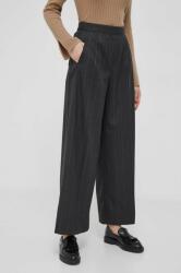 Rich & Royal pantaloni femei, culoarea gri, lat, high waist MBYX-SPD011_90Y