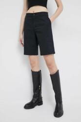Gap pantaloni scurti femei, culoarea negru, neted, medium waist PPYX-SZD0O1_99X