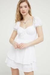 Hollister Co Hollister Co. rochie din bumbac culoarea alb, mini, evazati PPYX-SUD260_00X