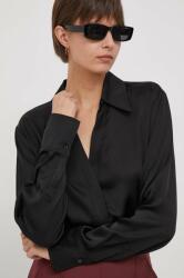 Benetton camasa femei, culoarea negru, cu guler clasic, slim 9BYX-KDD0AM_99X