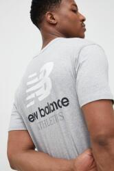 New Balance tricou din bumbac culoarea gri, cu imprimeu MT31504AG-4AG PPYX-TSM1WA_09X