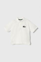 Lacoste tricouri polo din bumbac pentru copii culoarea alb, cu imprimeu 9BYX-POB00K_00X