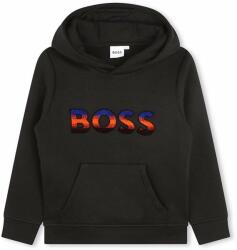 HUGO BOSS bluza copii culoarea negru, cu glugă, cu imprimeu 9BYX-BLK01M_99X