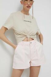 Tommy Jeans pantaloni scurti femei, culoarea roz, neted, high waist PPYX-SZD0JU_03X