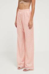 Stine Goya pantaloni femei, culoarea roz, lat, high waist 9BYX-SPD10F_30X
