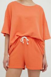 American Vintage pantaloni scurti femei, culoarea portocaliu, neted, high waist PPYX-SZD0B2_23X