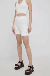 Reebok Classic pantaloni scurti H58687 femei, culoarea alb, neted, high waist PPYY-SZD0DZ_00X