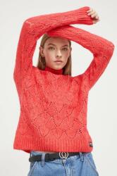 Superdry pulover din amestec de lana femei, culoarea portocaliu, cu turtleneck 9BYX-SWD15D_23X