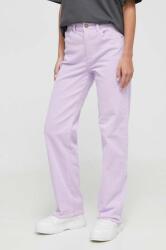 Billabong pantaloni de catifea cord culoarea violet, drept, high waist 9BYX-SPD069_48X