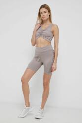 Reebok pantaloni scurți de antrenament H56373 femei, culoarea galben, neted, high waist PPYY-SZD0BP_08X (H56373)