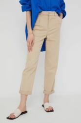 Answear Lab pantaloni femei, culoarea bej, lat, high waist BBYY-SPD061_80X