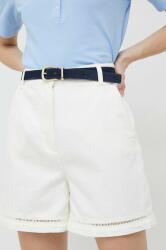 Tommy Hilfiger pantaloni scurti femei, culoarea alb, neted, high waist PPYX-SZD0IU_00X