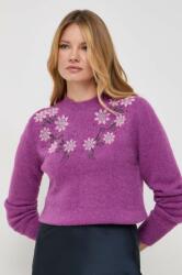 Silvian Heach pulover din amestec de lana femei, culoarea violet, cu turtleneck MBYX-SWD01H_44X