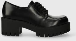 GUESS pantofi de piele WACIE femei, culoarea negru, cu platforma, FL8WAE LEA14 9BYX-OBD207_99X