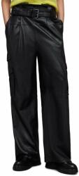 AllSaints pantaloni de piele Harlyn femei, culoarea negru, lat, high waist 9BYX-SPD15L_99X