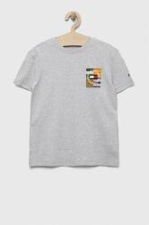 Tommy Hilfiger tricou de bumbac pentru copii culoarea gri, cu imprimeu 9BYX-TSB01F_09X