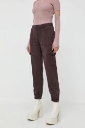 Guess pantaloni femei, culoarea maro, fason cargo, high waist PPYX-SPD06R_89X