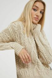 Superdry pulover din amestec de lana femei, culoarea bej, cu guler 9BYY-SWD1ML_01X