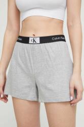 Calvin Klein Underwear pantaloni scurți din bumbac lounge culoarea gri, cu imprimeu, high waist PPYX-SZD0P4_09X